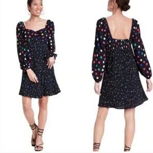 Rixo Polka Dot Long Sleeve Swing Dress Size 10